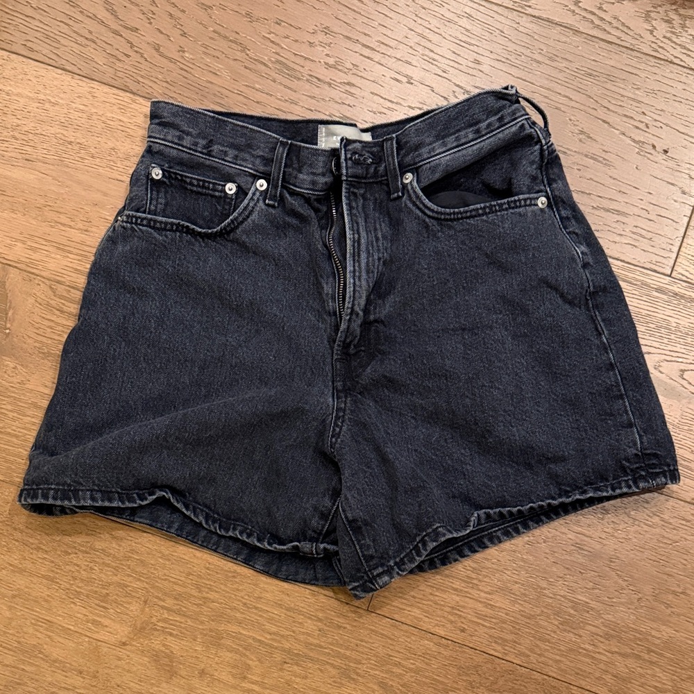 Everlane Black High-Rise Denim Shorts